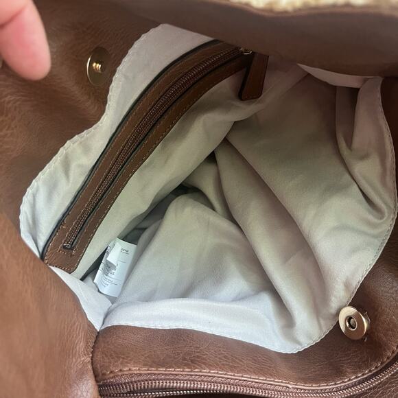 Kate & Alex Cuffaro Soft Tote Bag Tan/Brown Gold Trim 5 Compartments - Picture 13 of 13